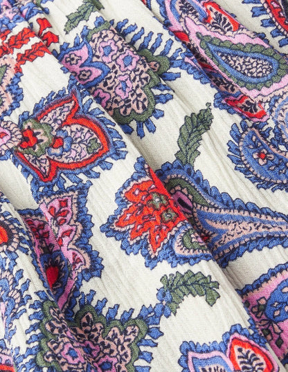 Grace Crinkle Maxi Skirt-Ivory, Paisley Bud