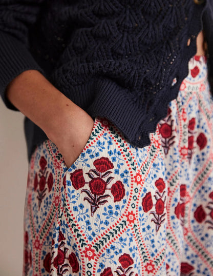 Grace Crinkle Shorts-Ivory, Poppy Bloom