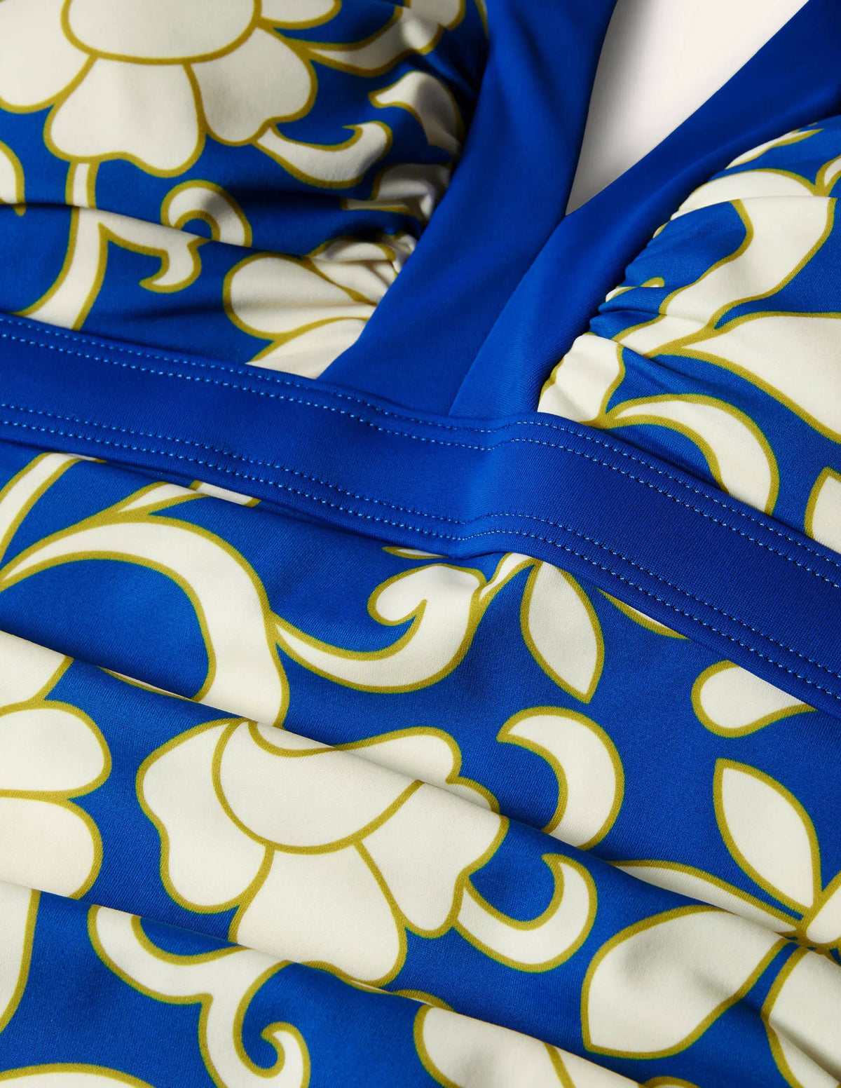 Corsica V-neck Swimsuit-Atlantic Ocean, Abstract Petal