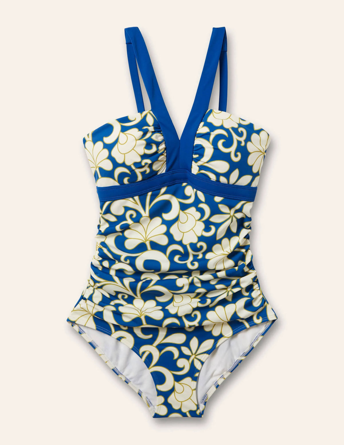 Corsica V-neck Swimsuit-Atlantic Ocean, Abstract Petal