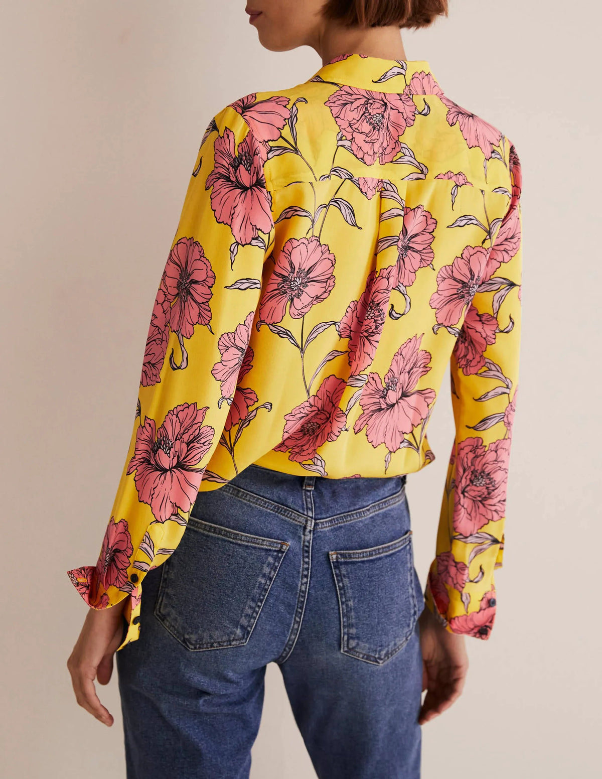Silk Shirt-Lemon Fizz, Peony Bloom
