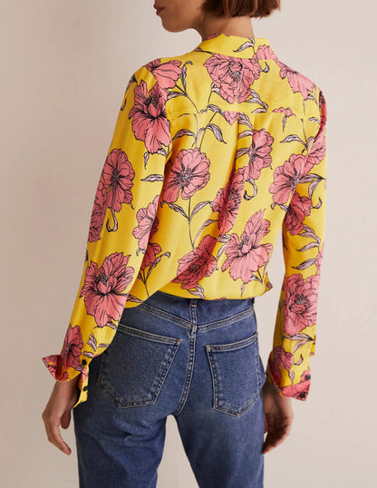 Silk Shirt-Lemon Fizz, Peony Bloom