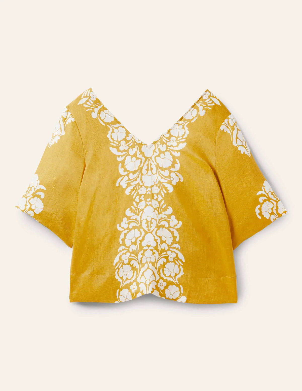 Linen Wide Sleeve Top-Butter Yellow, Passion Bloom