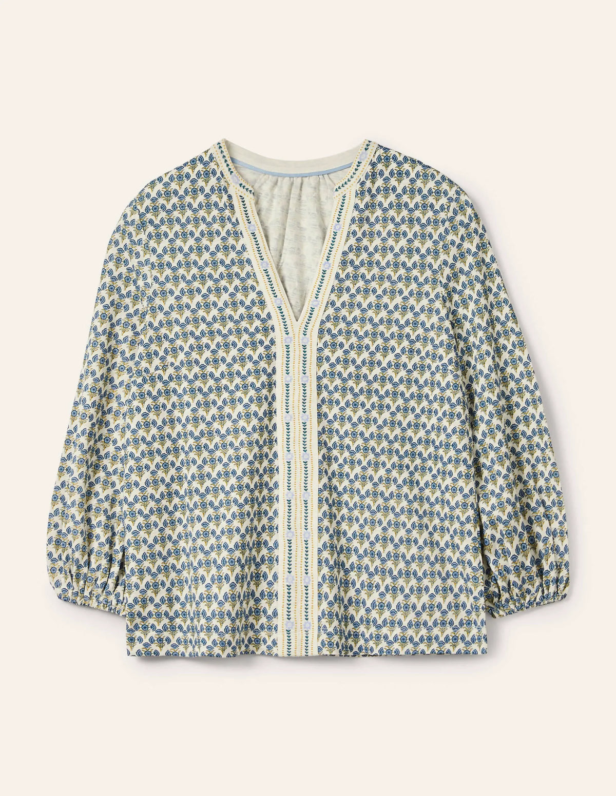 Printed Notch Neck Jersey Top-Chesapeake Bay, Poppy Geo