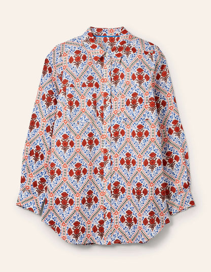 Linen Shirt-Ivory, Poppy Bloom
