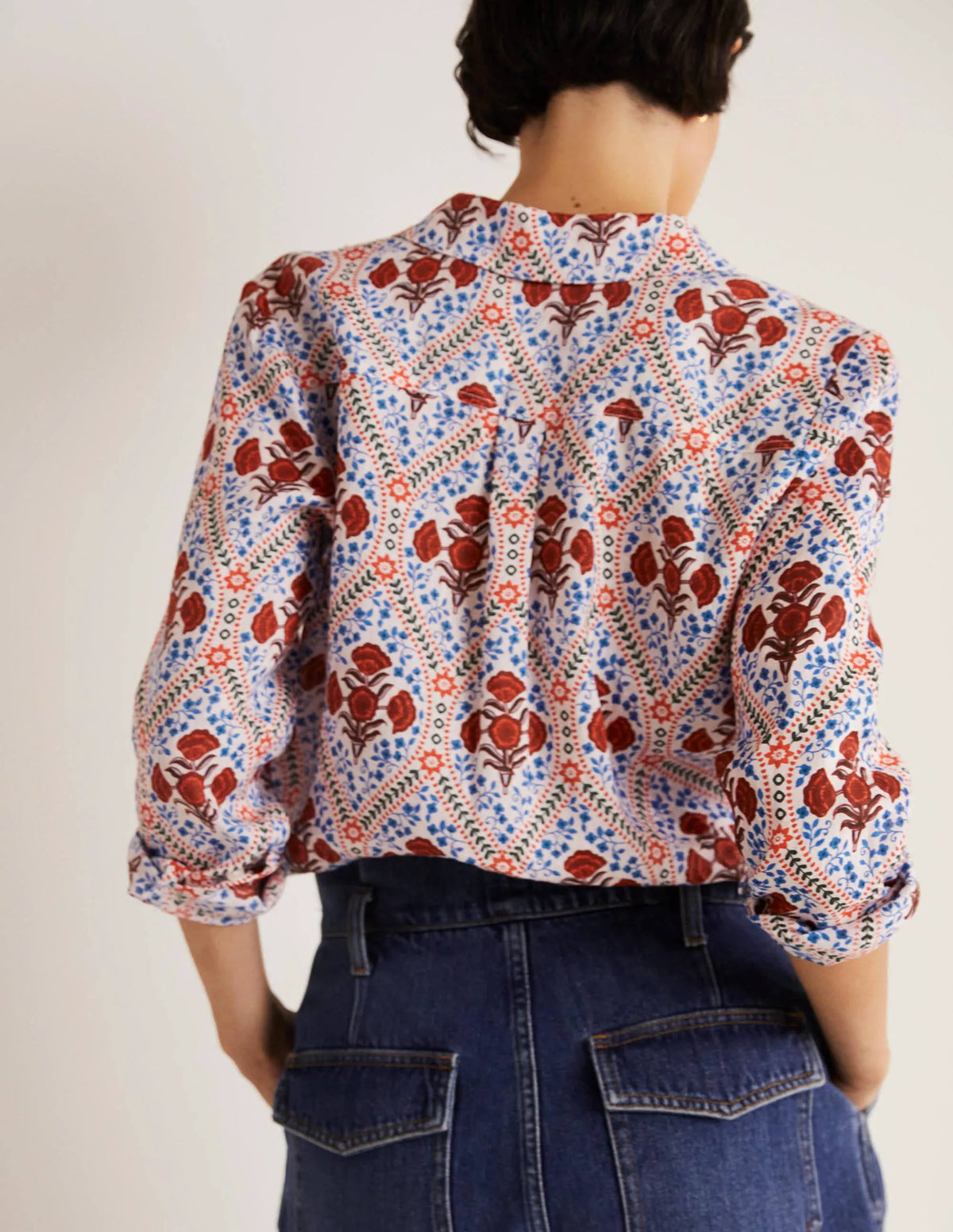 Linen Shirt-Ivory, Poppy Bloom