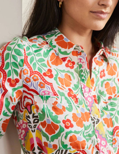Linen Shirt-Multi, Passion Bloom