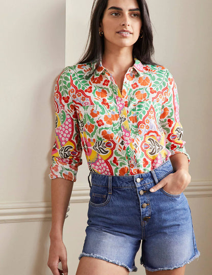 Linen Shirt-Multi, Passion Bloom