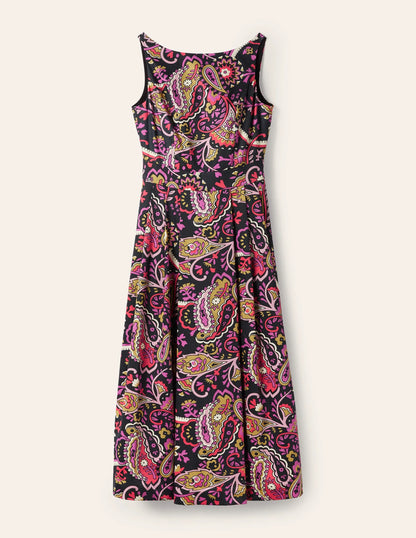 Scoop Back Fit and Flare Dress-Black, Fantastical
