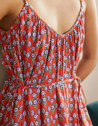 Strappy Jersey Dress-Firecracker, Poppy Geo