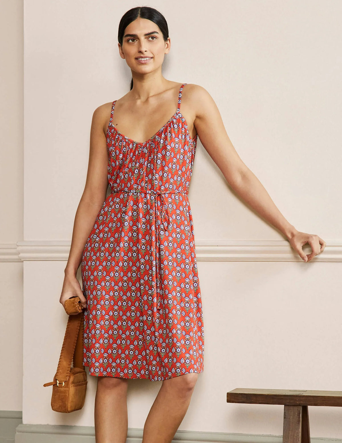 Strappy Jersey Dress-Firecracker, Poppy Geo