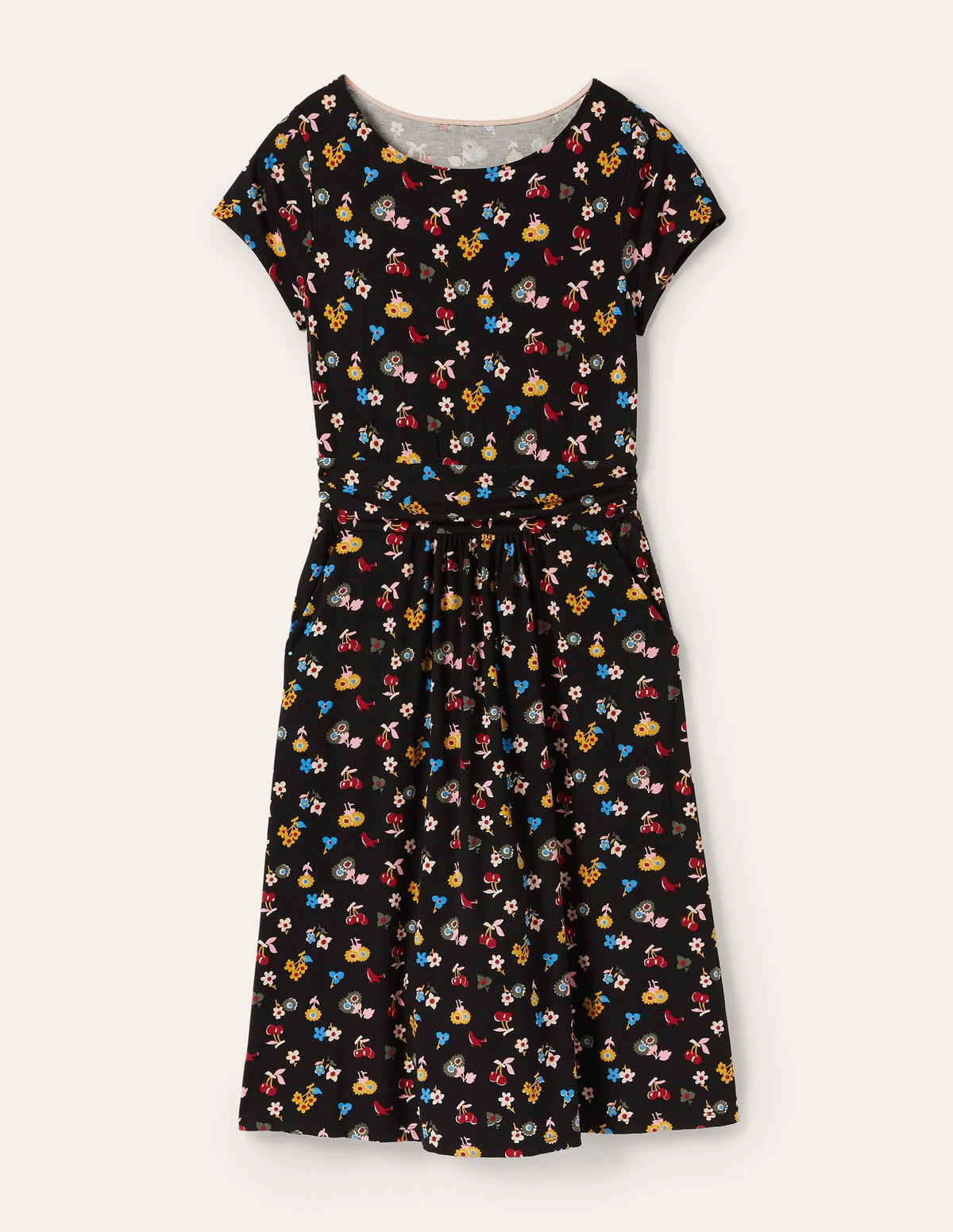 Amelie Jersey Dress-Black, Woodland Bud