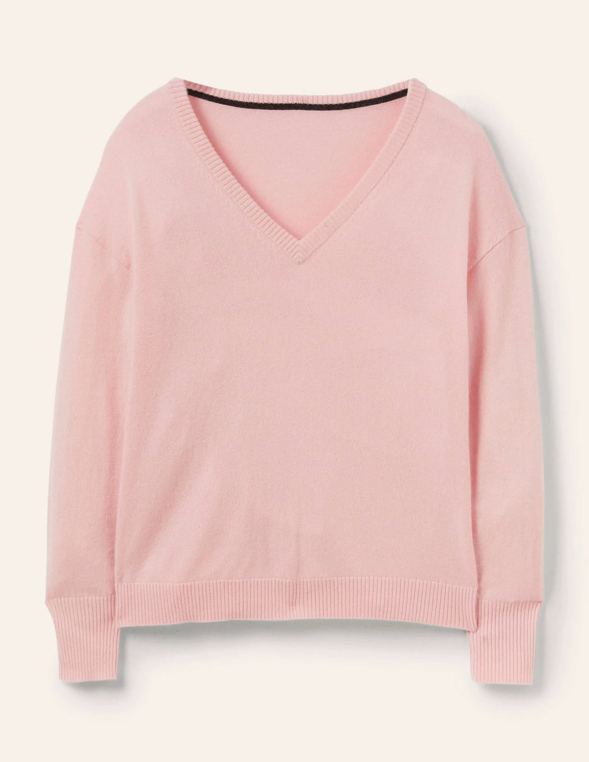 Cashmere V-neck Relax Jumper-Pink Blush