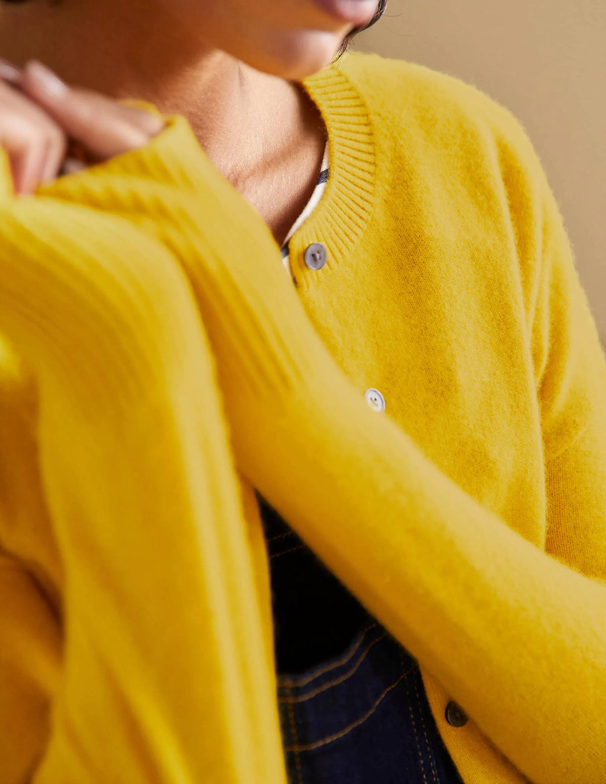 Cashmere Cardigan-Citrine Yellow