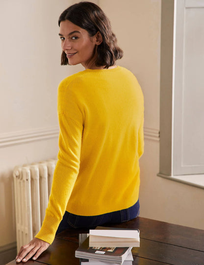 Cashmere Cardigan-Citrine Yellow