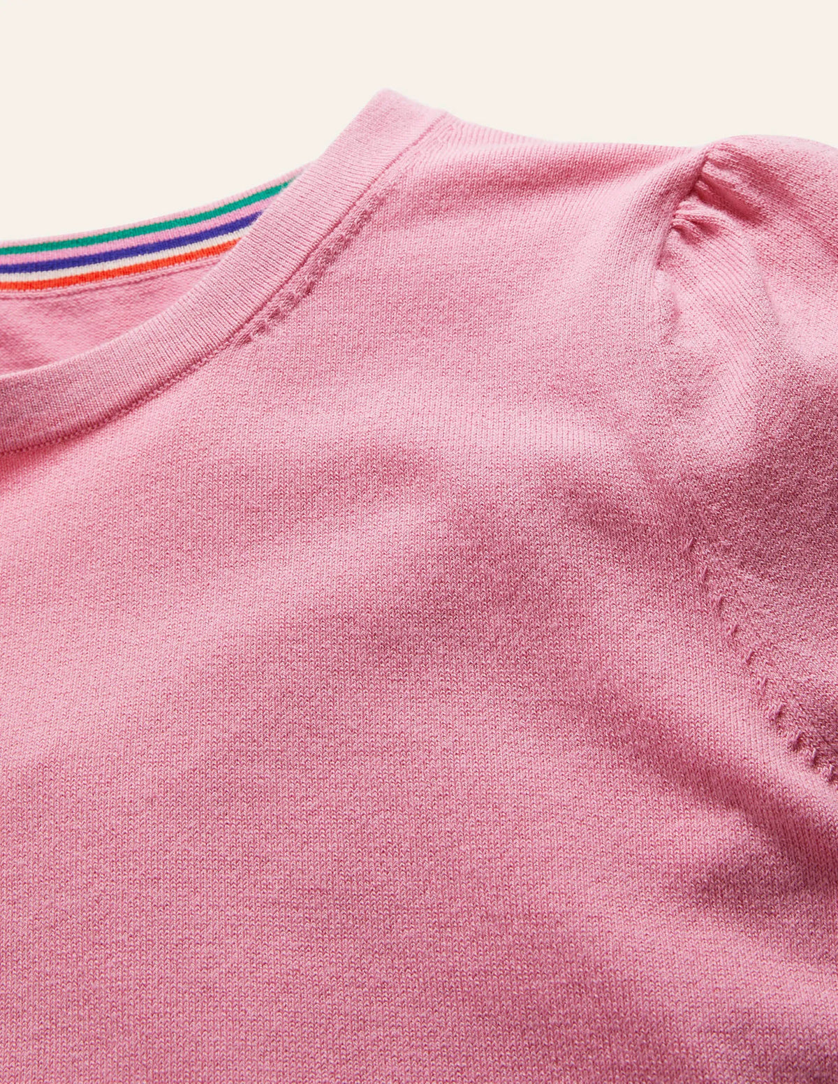 Cotton Crew Neck Sweater-Posy Pink