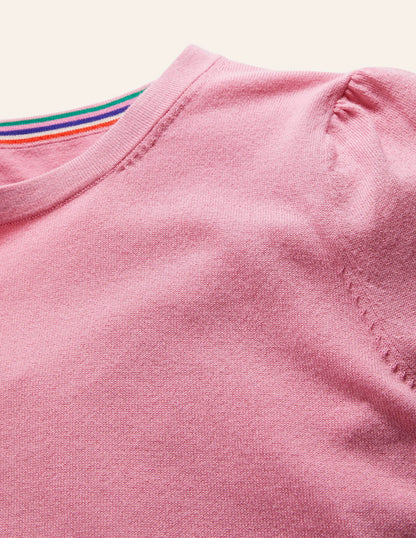 Cotton Crew Neck Sweater-Posy Pink