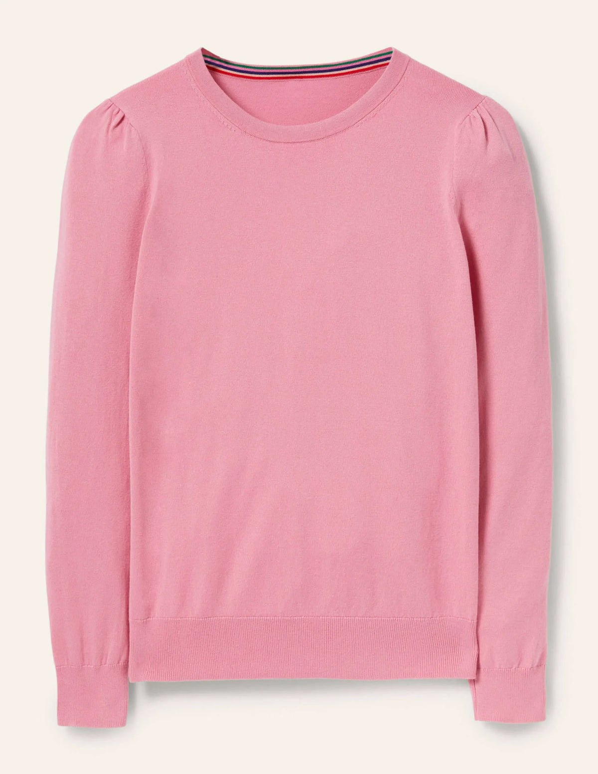 Cotton Crew Neck Sweater-Posy Pink