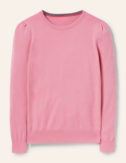 Cotton Crew Neck Sweater-Posy Pink