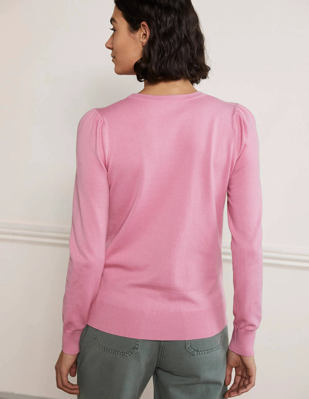 Cotton Crew Neck Sweater-Posy Pink