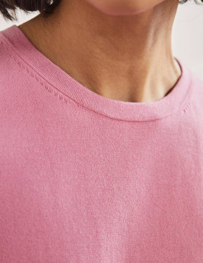 Cotton Crew Neck Sweater-Posy Pink