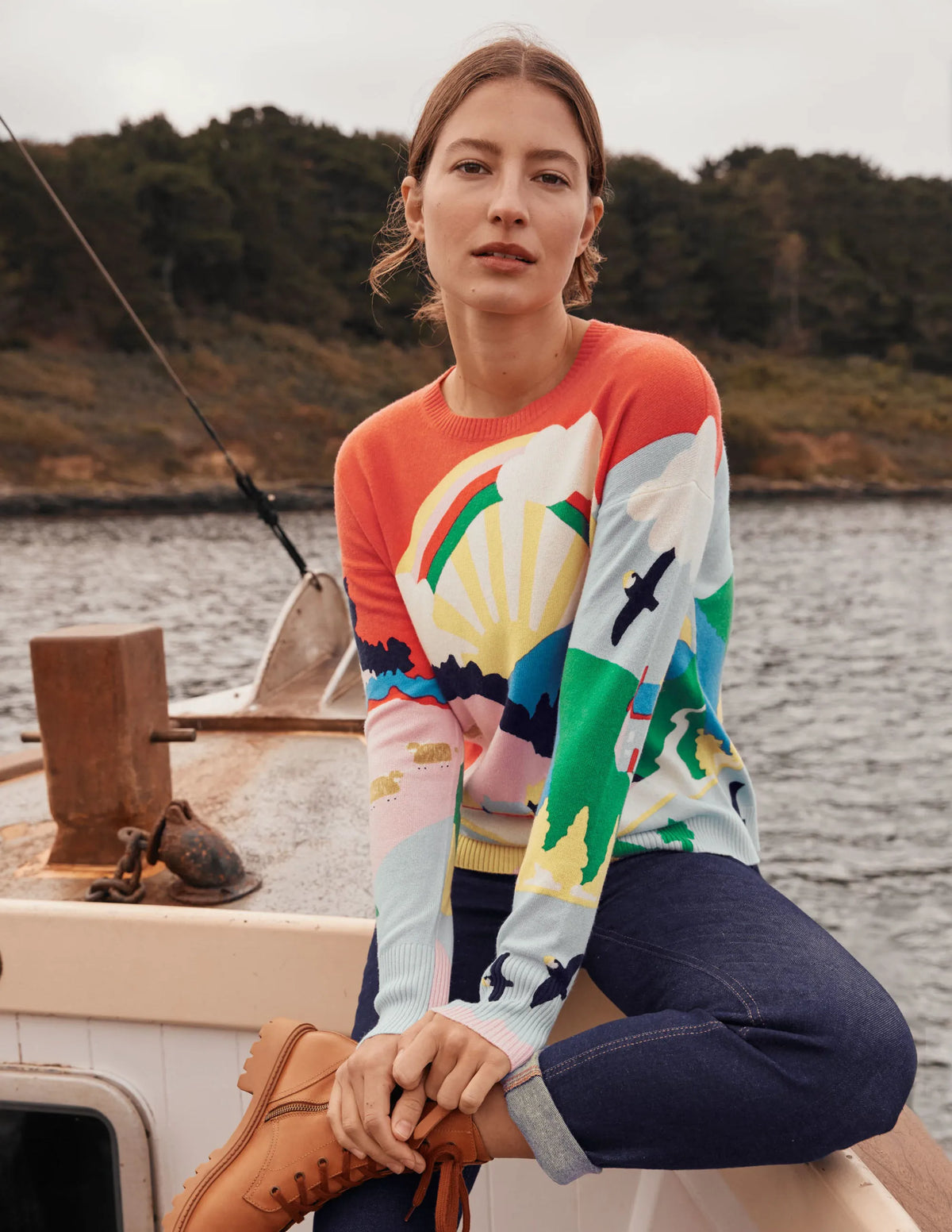 Margot Cashmere Sweater-Chalky Pink, Scenic Meadow