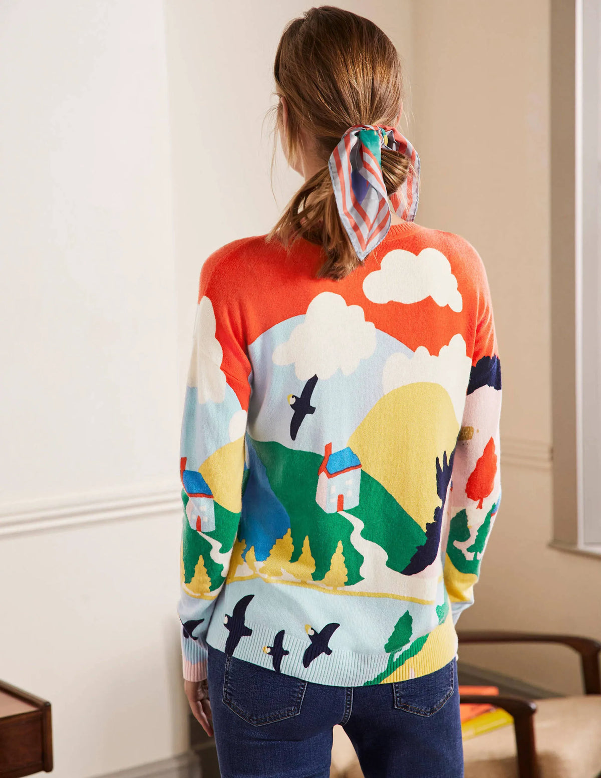 Margot Cashmere Sweater-Chalky Pink, Scenic Meadow
