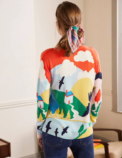 Margot Cashmere Sweater-Chalky Pink, Scenic Meadow