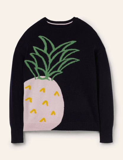 Margot Cashmere Sweater-Navy, Pineapple