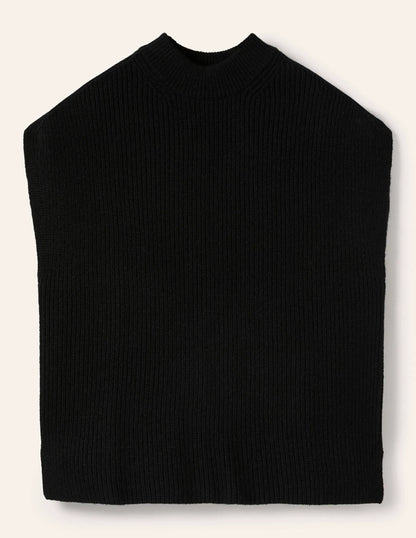 Relaxed Rib Sleeveless Sweater-Black