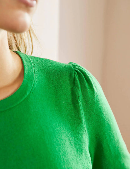 Cotton Crew Knitted Top-Highland Green