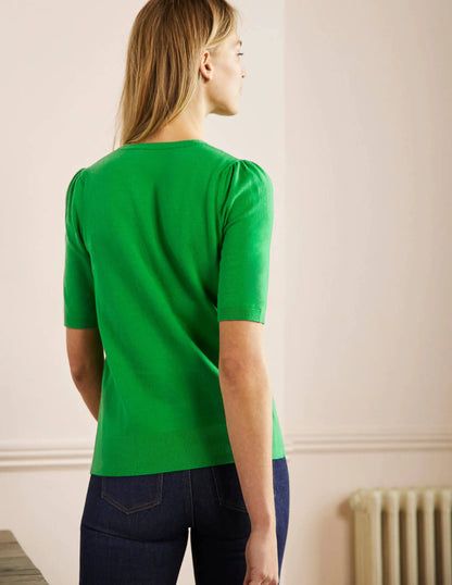 Cotton Crew Knitted Top-Highland Green