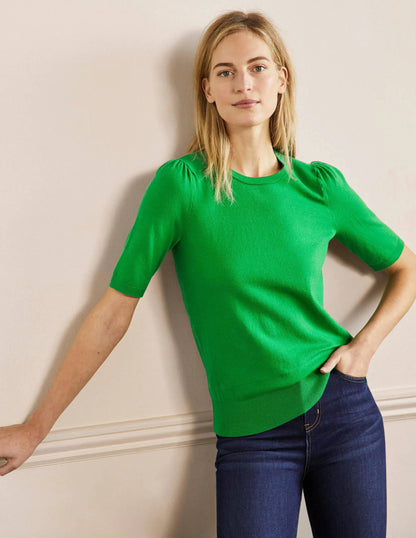Cotton Crew Knitted Top-Highland Green