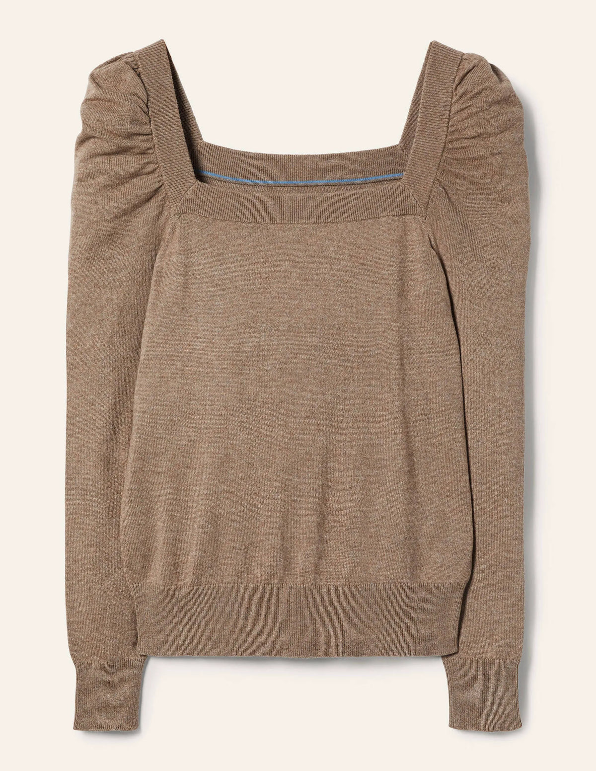 Square Neck Sweater-Dark Mink Melange