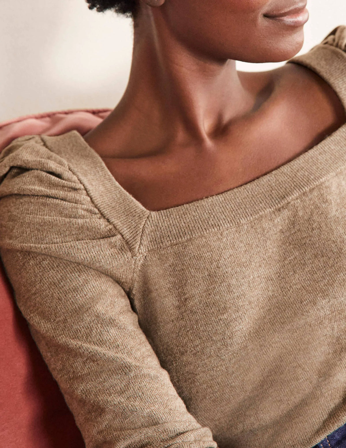 Square Neck Sweater-Dark Mink Melange
