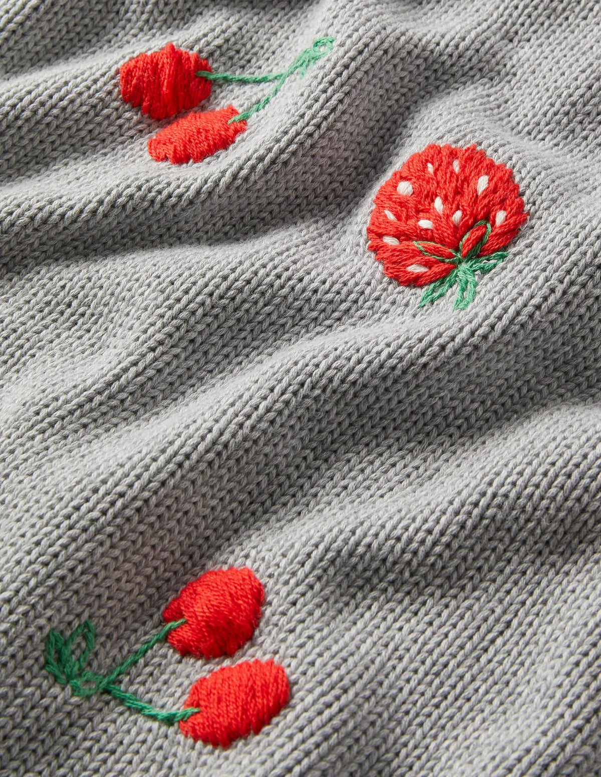 Embroidered Blouson Sweater-Silver Melange, Berries