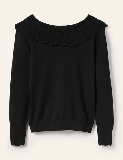 Tie Back Collar Sweater-Black