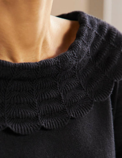 Tie Back Collar Sweater-Black