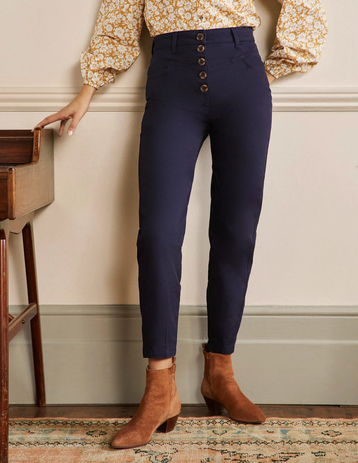 Tapered Chino Pants-Navy
