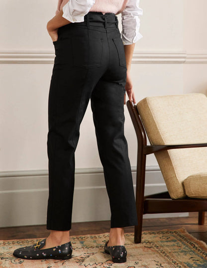 Tailored Tie Waist Pants-Black