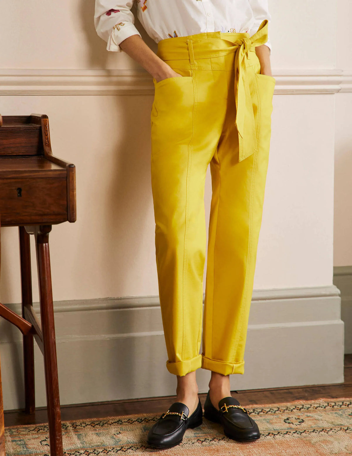 Tailored Tie Waist Pants-Wasp