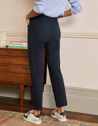 Tailored Tie Waist Pants-Navy