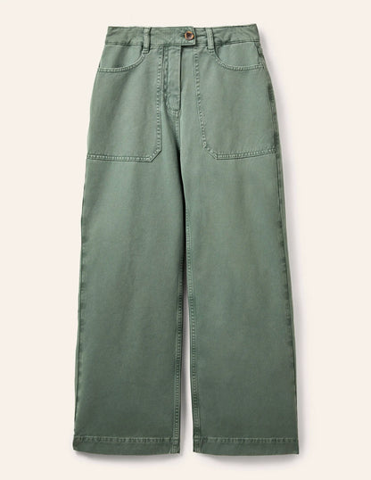Wide Leg Cotton Twill Pants-Alder