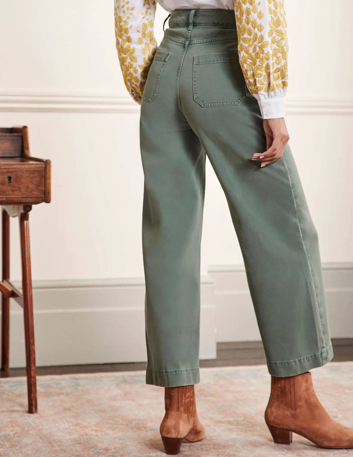Wide Leg Cotton Twill Pants-Alder
