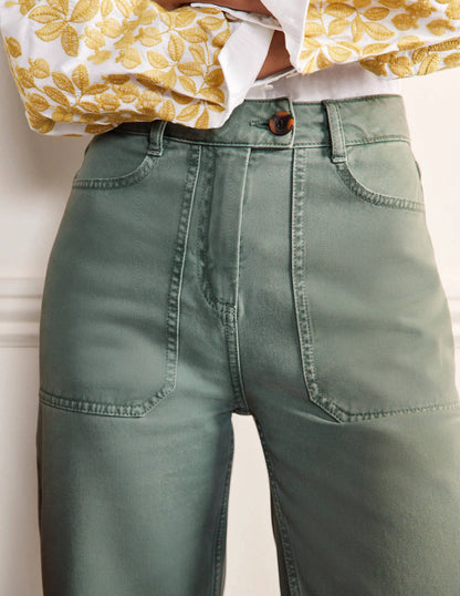 Wide Leg Cotton Twill Pants-Alder