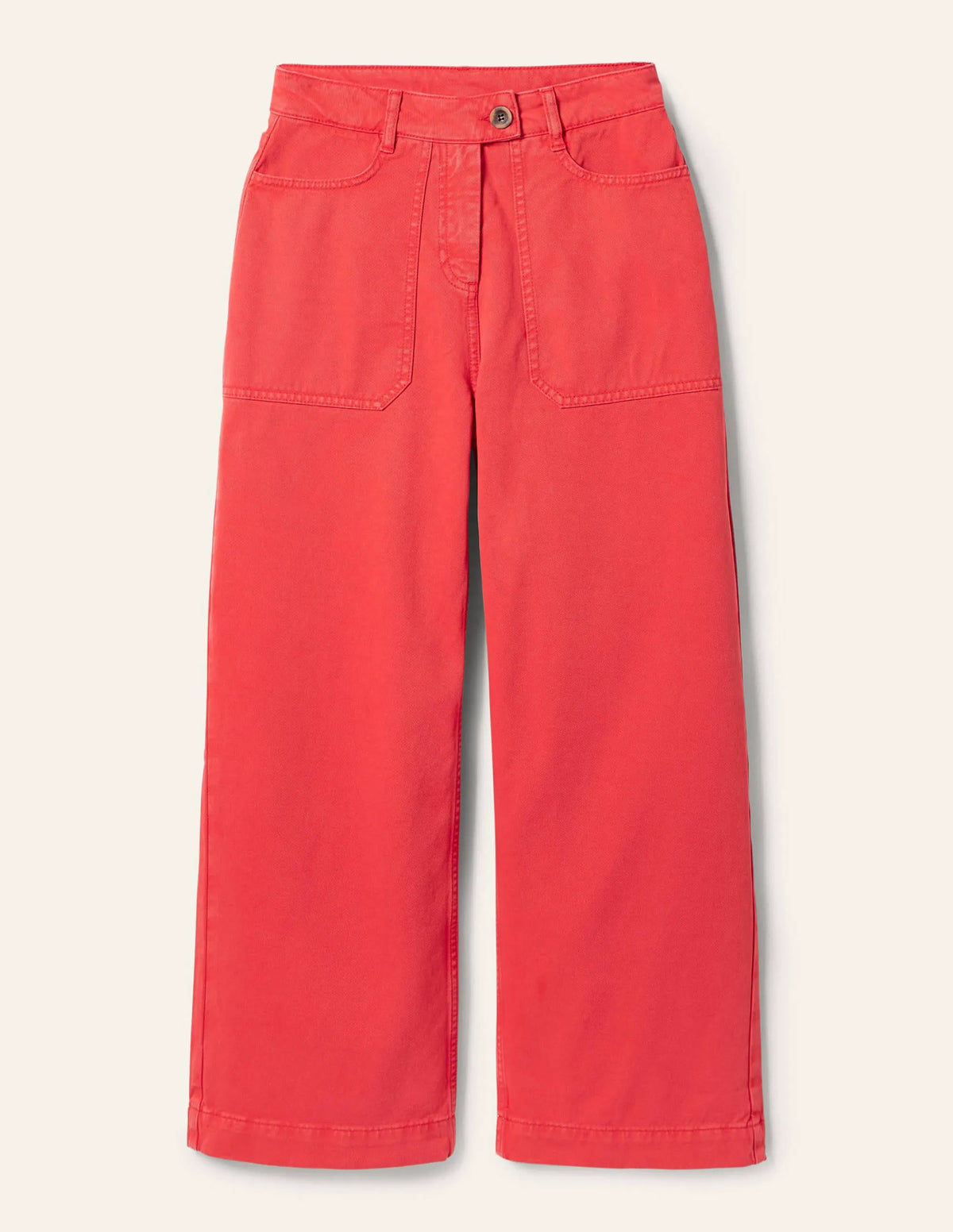 Wide Leg Cotton Twill Pants-Red
