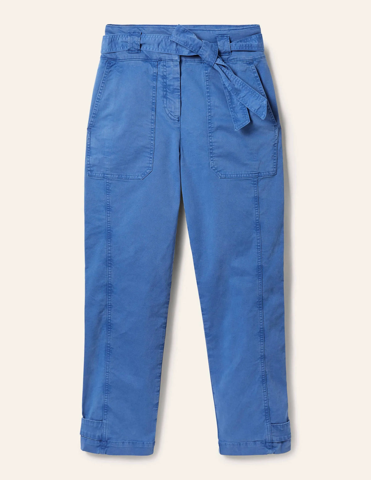 Cuff Strap Tie Pants-Atlantic Ocean Blue