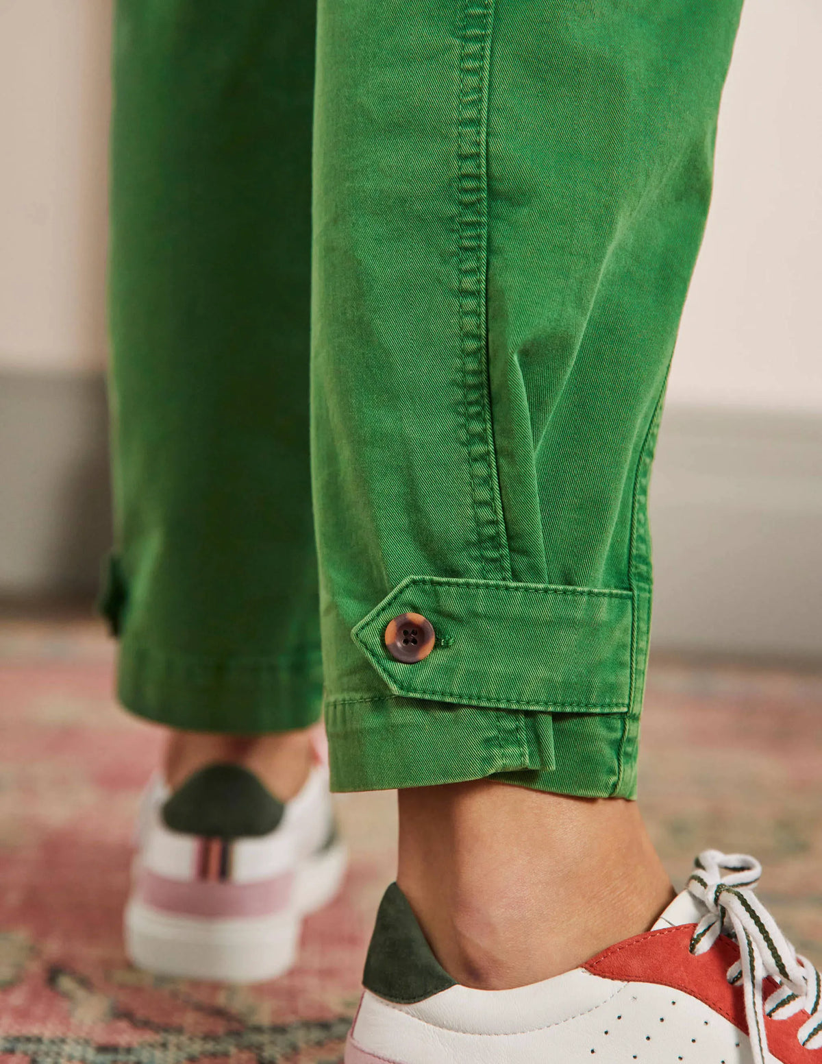 Cuff Strap Tie Pants-Sprout Green
