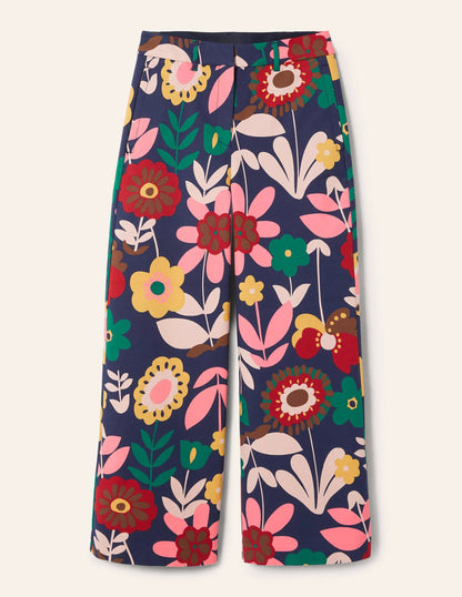 High Waisted Richmond Pants-French Navy, Flora Bloom