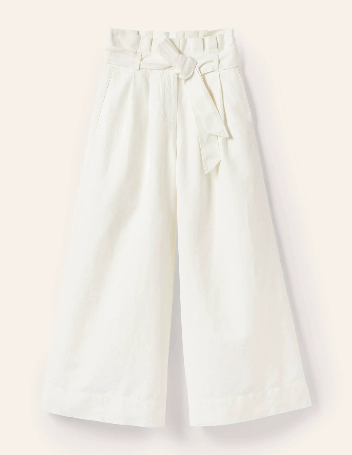 Linen Blend Wide Leg Culottes-White